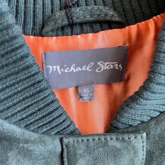 Michael Stars Jacket Size XS Goat Suede Quilted Bomber Jacket Casual Green - Picture 3 of 7